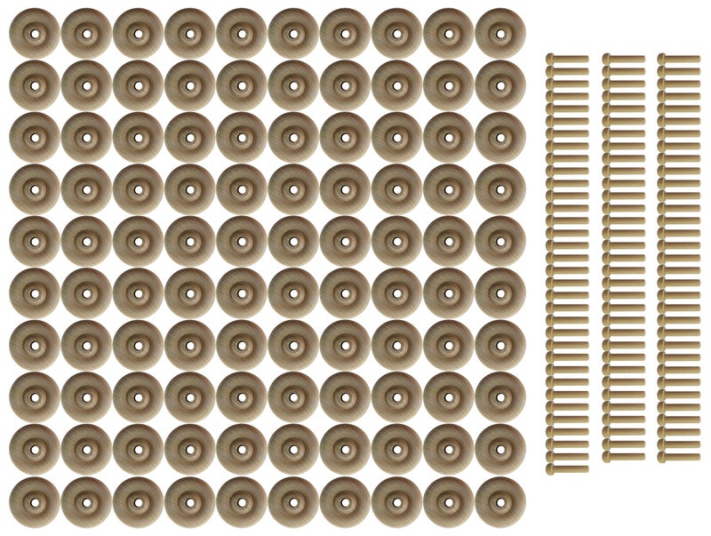 Maple Landmark Wood Wheels - 100 Pack with Free Axle Pegs - Made in USA (1.5" Diameter) - Image 2